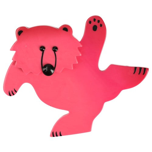 Candy Pink Dancing Bear Brooch
