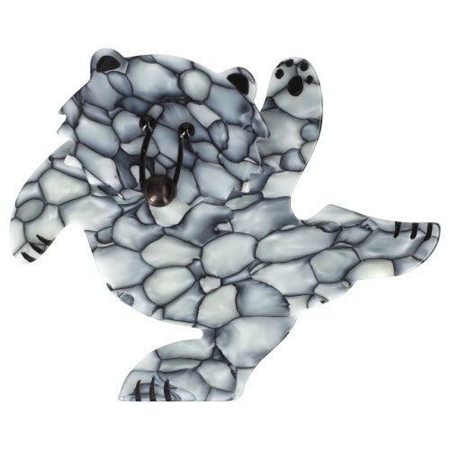 Marbled Grey Dancing Bear Brooch