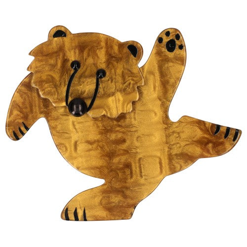 Gold Dancing Bear Brooch