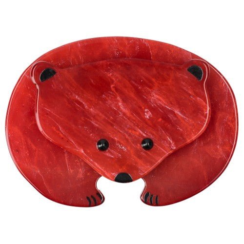 Veined Red Polar Bear Brooch - Galalith – Vintage Jewelry - handcrafted by Pavone by Pavone