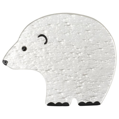 White with Bubbles  Round Bear Brooch (Large size) 