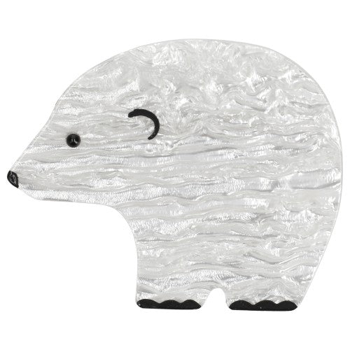 Pearly White Round Bear Brooch