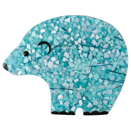 Turquoise Mosaic Round Bear Brooch
