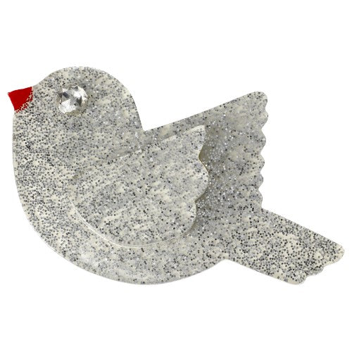 Iridescent Silver Grey Paloma Brooch (Middle size) 