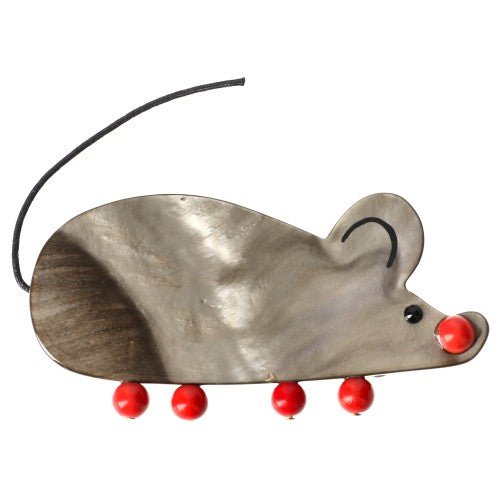 Pearly Beige Ratatoc Mouse Brooch - Galalith – Vintage Jewelry - handcrafted by Pavone by Pavone