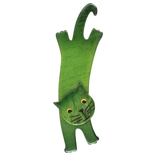 Pearly Green Ravi Cat Brooch - Galalith – Vintage Jewelry - handcrafted by Pavone by Pavone