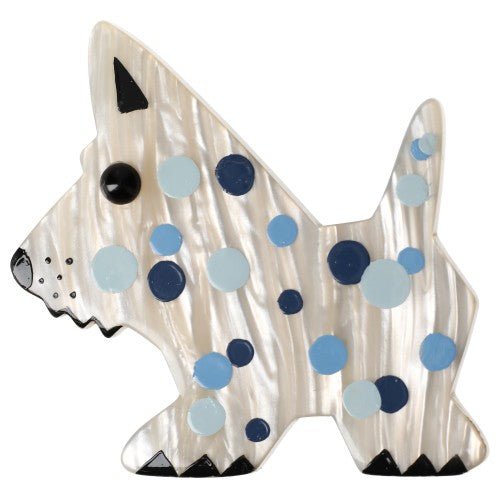Pearly White Bubble Dog Brooch - Galalith – Vintage Jewelry - handcrafted by Pavone by Pavone