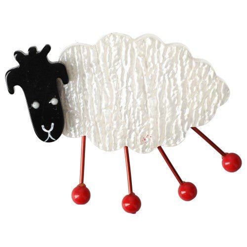 Pearly White Sheep Brooch PM - Galalith – Vintage Jewelry - handcrafted by Pavone by Pavone