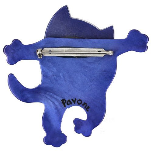 Persian Blue Dancing Cat Brooch - Galalith – Vintage Jewelry - handcrafted by Pavone by Pavone