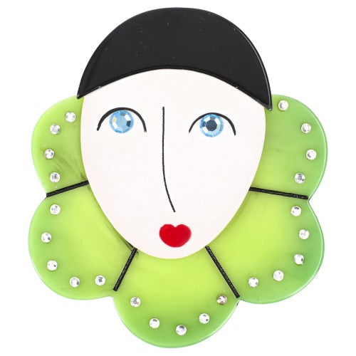 Pierrot with Anis Green Collarette Brooch