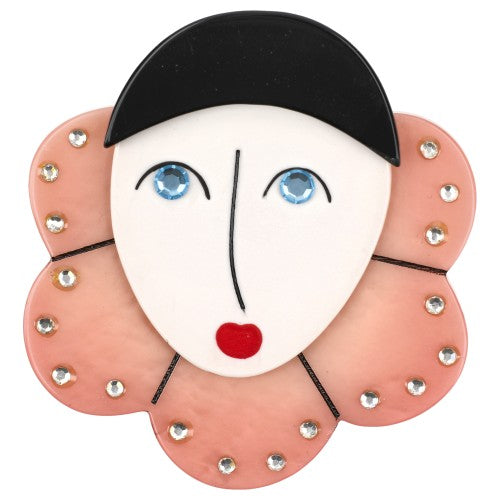 Pierrot with Light Pink Collarette Brooch