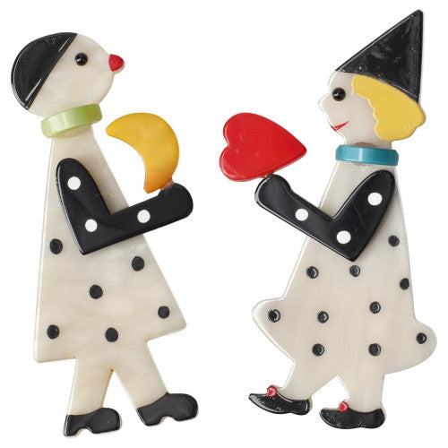 Pierrot and Colombine Brooches