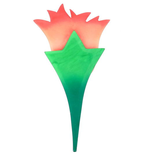 Pink and Mint Green Tulip Flower Brooch - Galalith – Vintage Jewelry - handcrafted by Pavone by Pavone