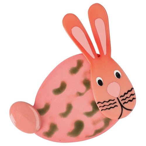 Pink and Spotted Pink Pumpkin Rabbit Brooch - Galalith – Vintage Jewelry - handcrafted by Pavone by Pavone