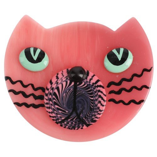 Pink Cat Lynx Brooch (small size) - Galalith – Vintage Jewelry - handcrafted by Pavone by Pavone