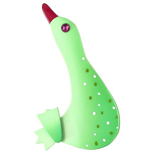 Pistachio Green Goose Brooch (small model) - Galalith – Vintage Jewelry - handcrafted by Pavone by Pavone