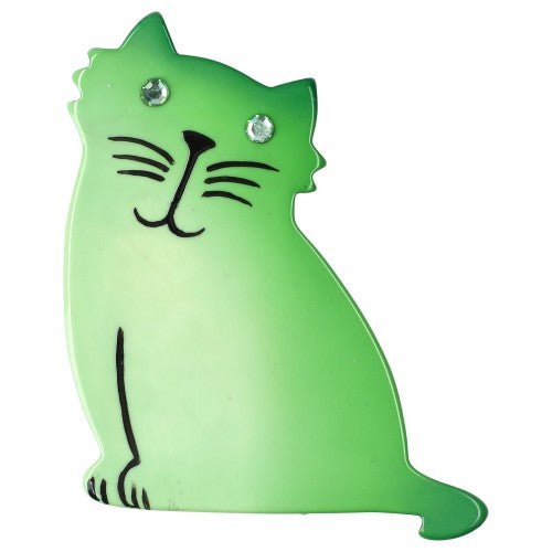 Pistachio Green Nina Cat Brooch - Galalith – Vintage Jewelry - handcrafted by Pavone by Pavone