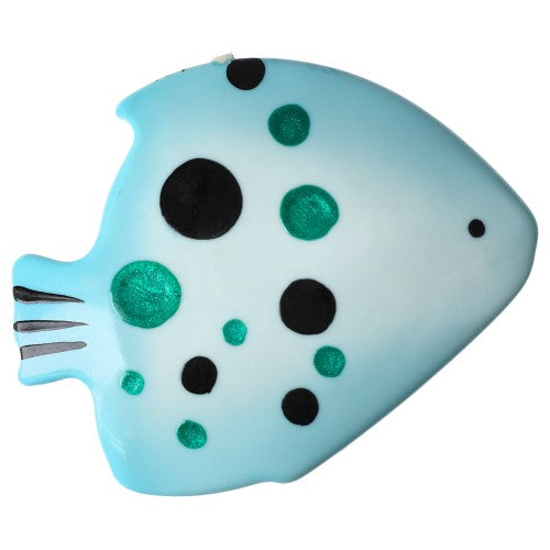 Aquamarine Blue Loulou Fish Brooch with polka dots (small size)