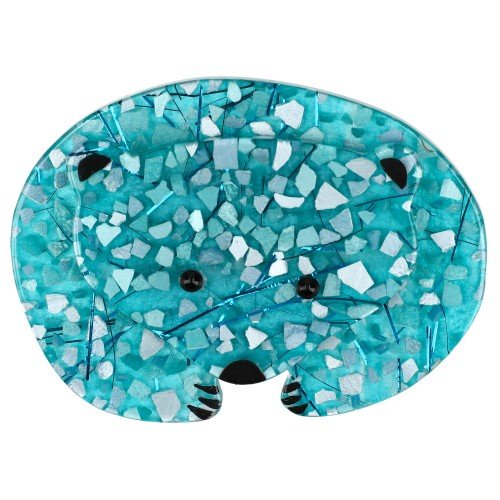 Mosaic Turquoise Blue Polar Bear Brooch - Galalith – Vintage Jewelry - handcrafted by Pavone by Pavone