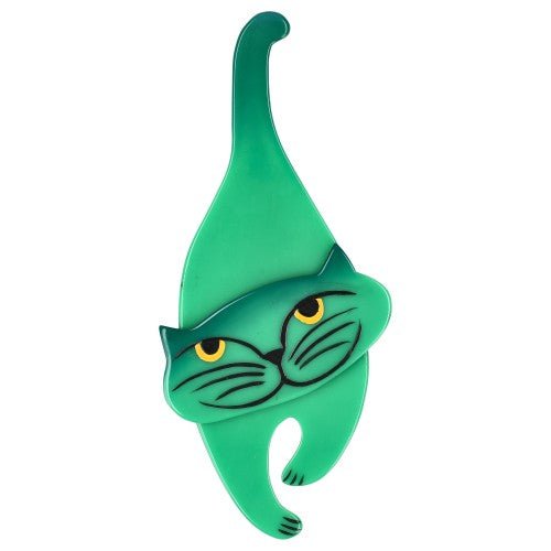 Lagoon Green Polo Cat Brooch - Galalith – Vintage Jewelry - handcrafted by Pavone by Pavone