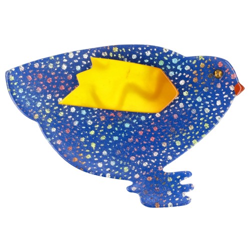 Blue and Multicolored dots Hen Brooch