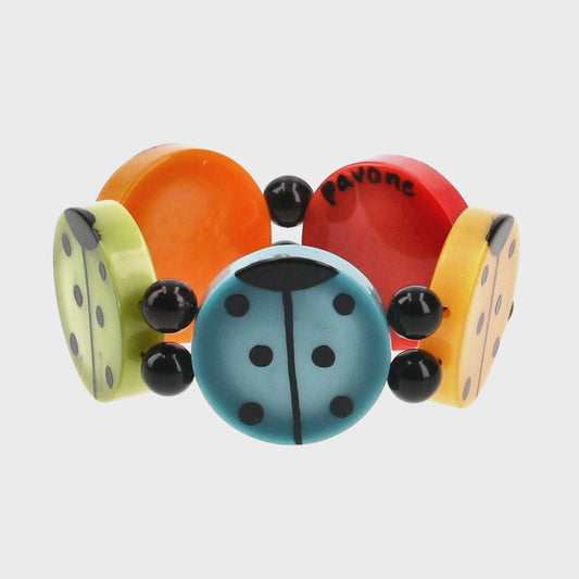 Multicolor Round Ladybug Bracelet (red anis-green orange blue yellow)
