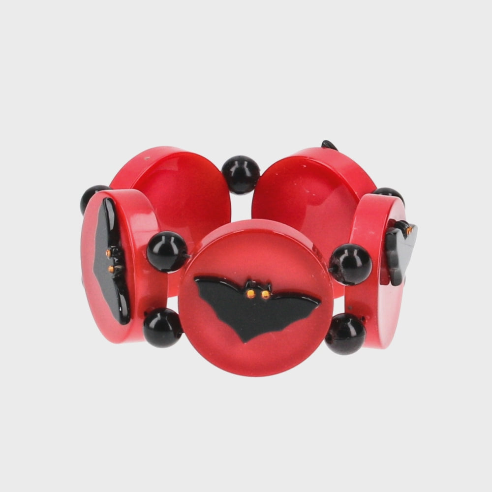 Red and Black Round Bat Bracelet
