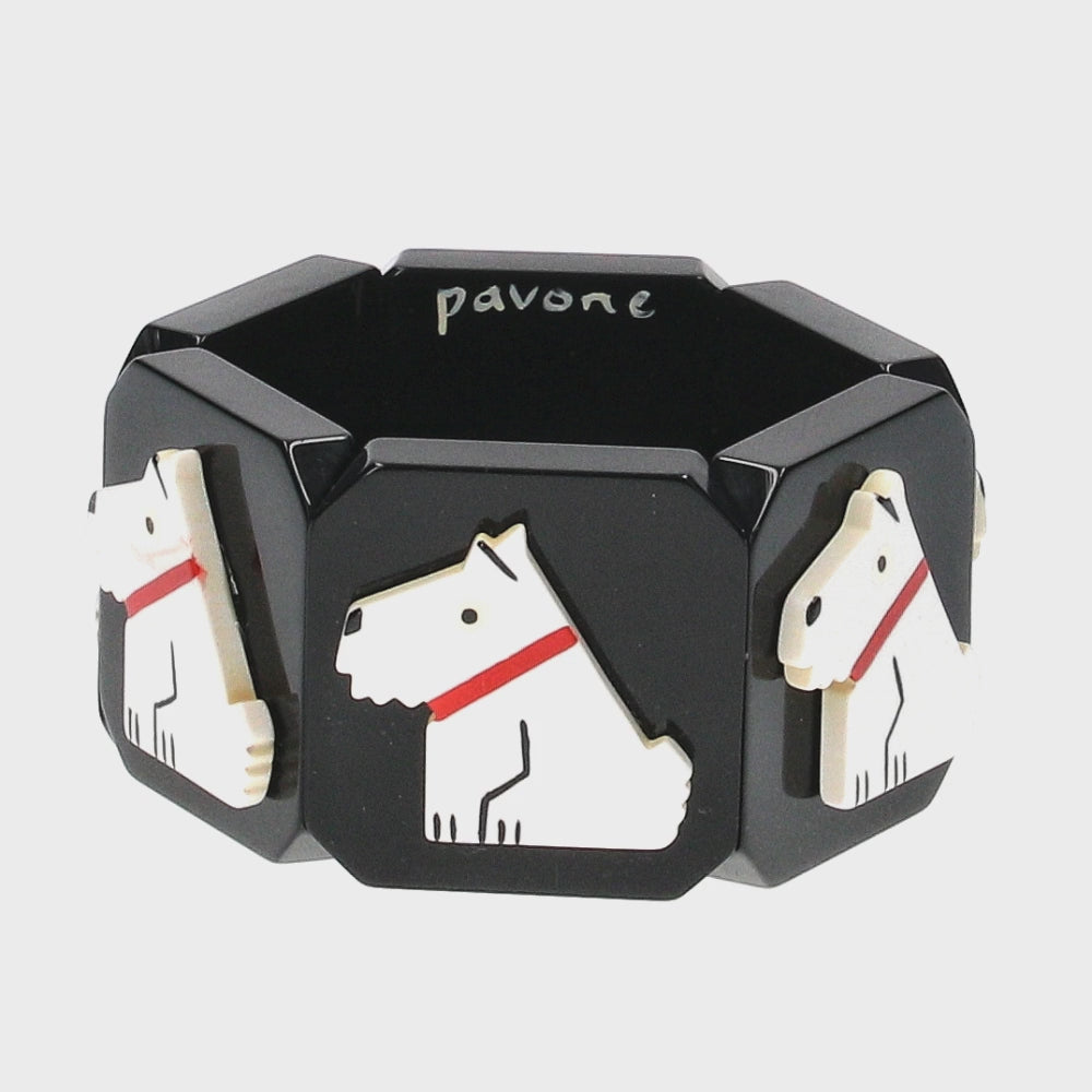 White Scottish Ric Dog Bracelet With Black 