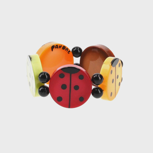 Multicolor Round Ladybug Bracelet (red anis-green orange brown yellow)