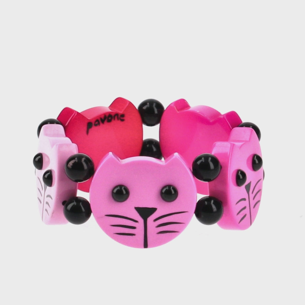 Pink Camaieu Round Cat Head Bracelet 