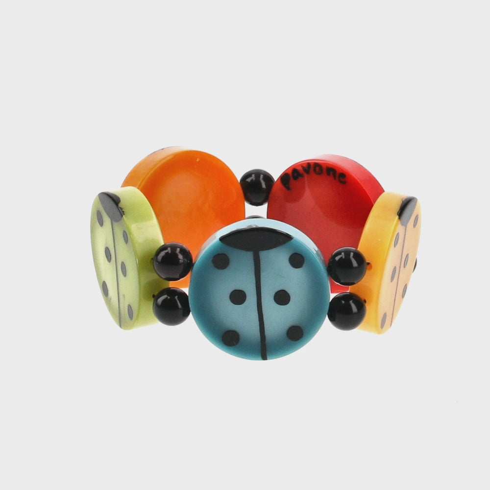 Multicolor Round Ladybug Bracelet (red anis-green orange blue yellow) 