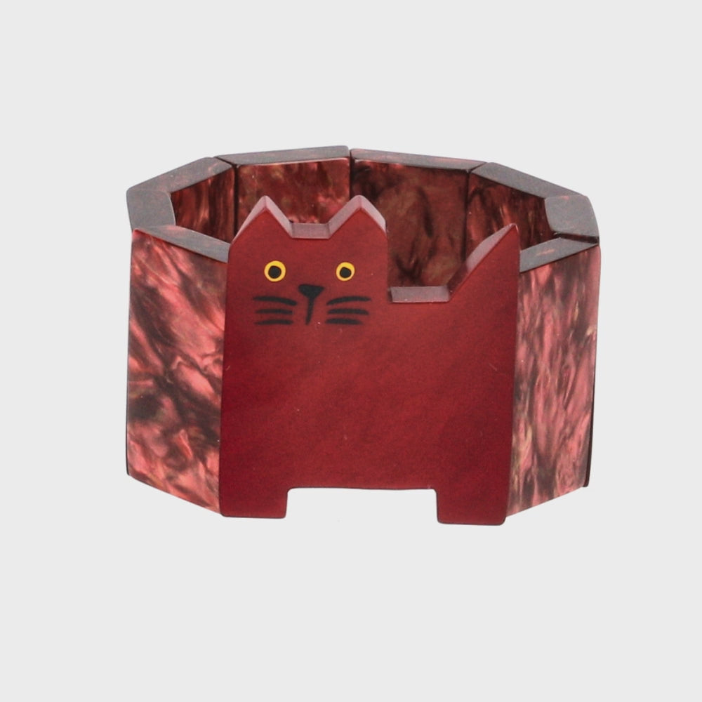 Cherry Red and Pearly Cramoisi Pink Profil Cat Bracelet 