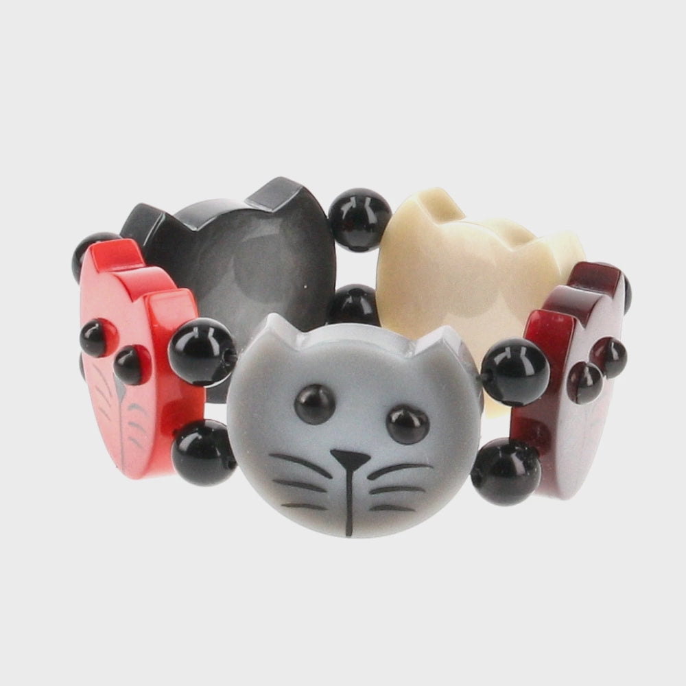 Pearly Winter Camaieu Colors Round Cat Head Bracelet
