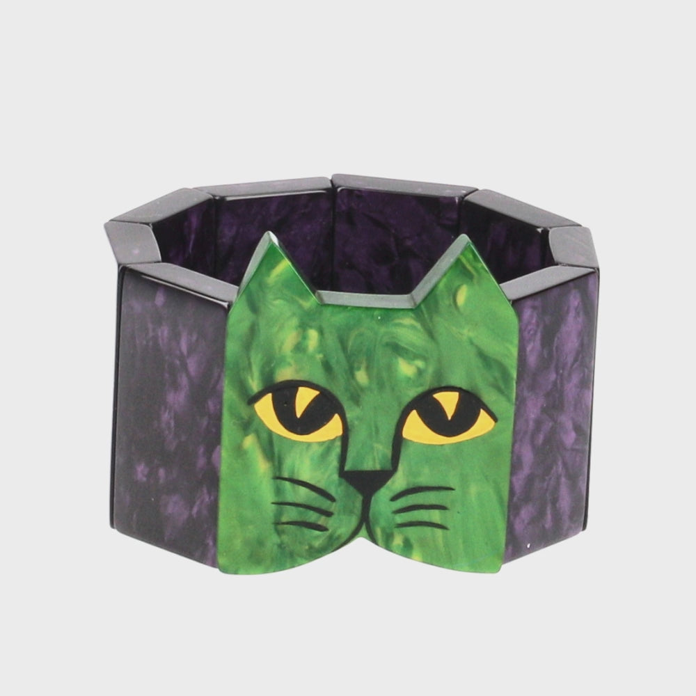 Malachite Green and Purple Cat Head Bracelet