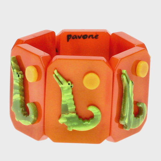 Orange with Anise Green and Yellow Sun Safari Bracelet 