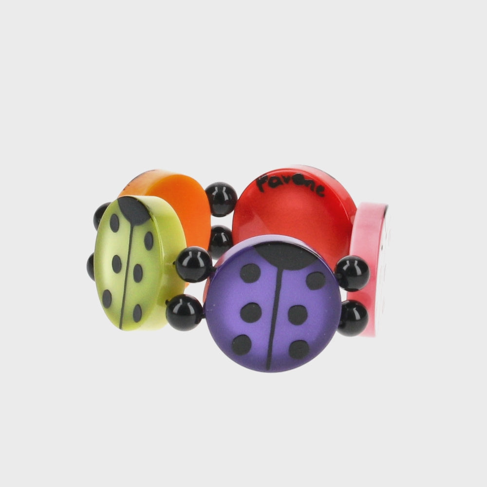 Multicolor Round Ladybug Bracelet (red anis-green orange purple pink)