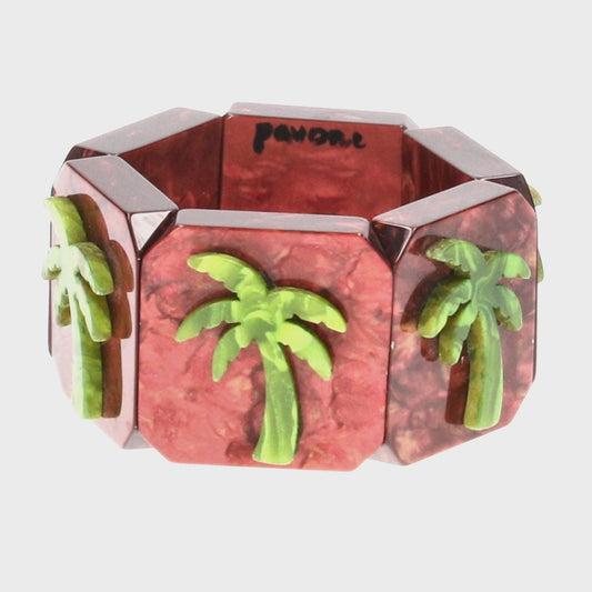 Green Palm on Golden Red Bracelet 