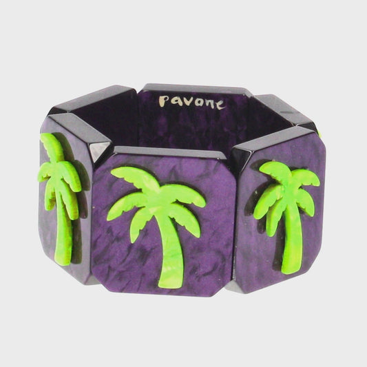 Green Palm on purple Bracelet 