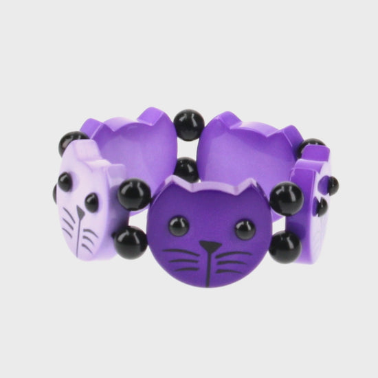 Purple Camaieu Round Cat Head Bracelet 