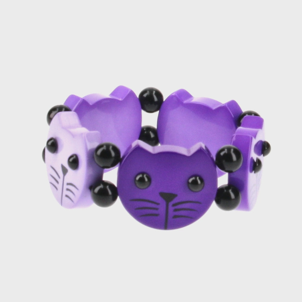 Purple Camaieu Round Cat Head Bracelet 