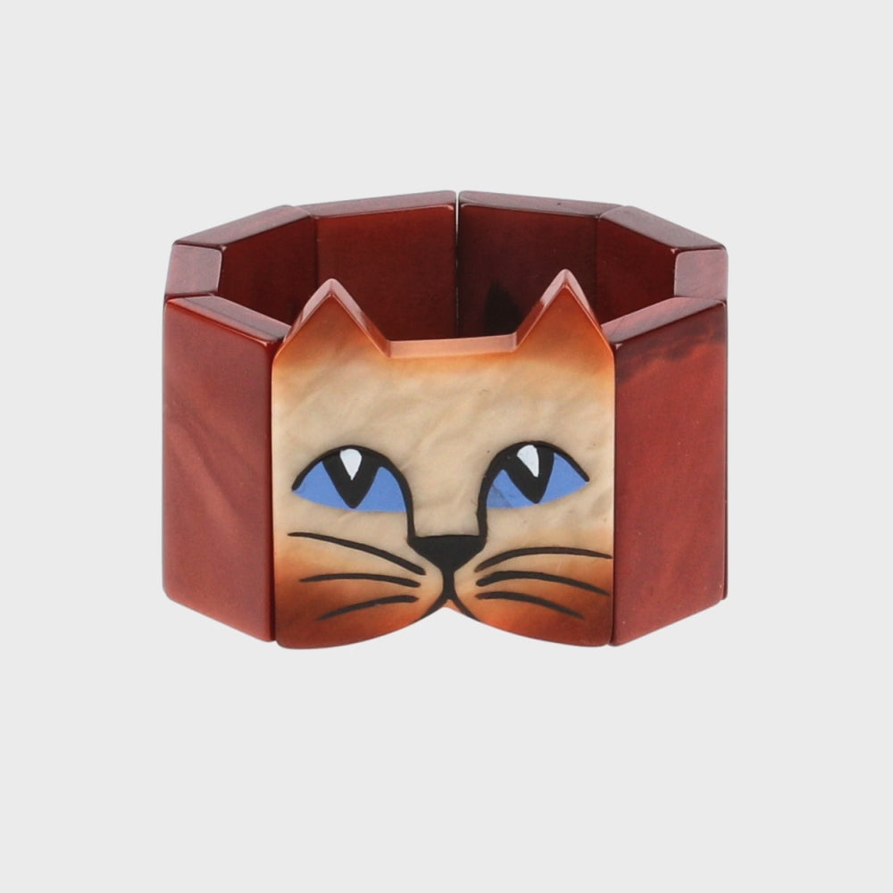 Siamese Beige and Brown Cat Head Bracelet 