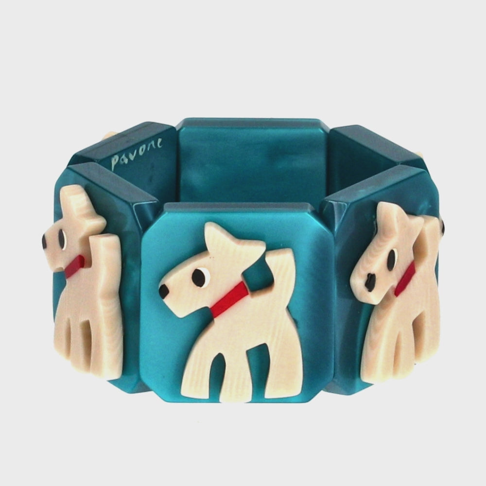 Cream White and Turquoise Fox Dog Bracelet