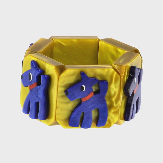 Cobalt Blue and Ochre Yellow Fox Dog Bracelet