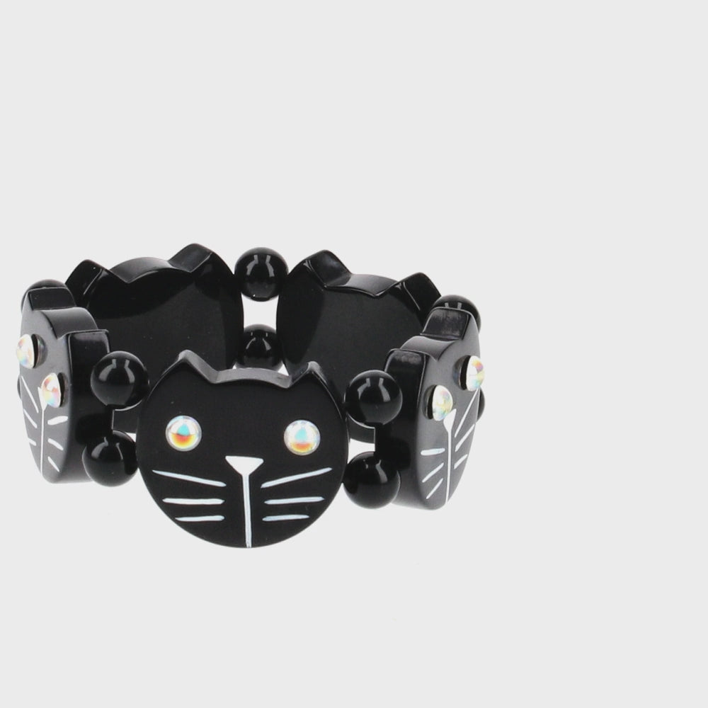 Black Round Cat Head Bracelet