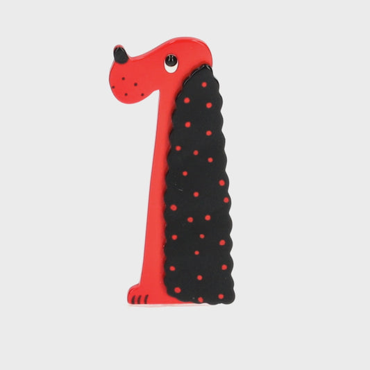 Red and Black with Dots Cocker Dog Brooch 