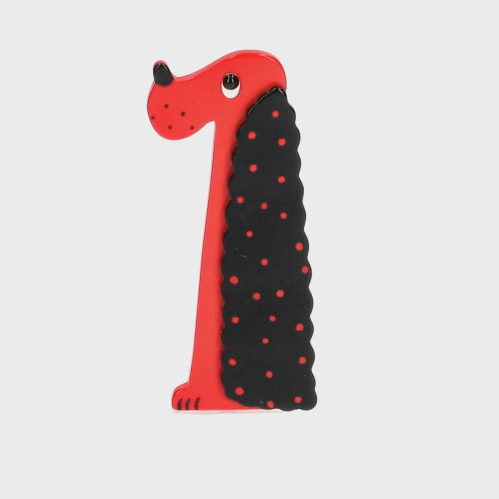 Red and Black with Dots Cocker Dog Brooch 