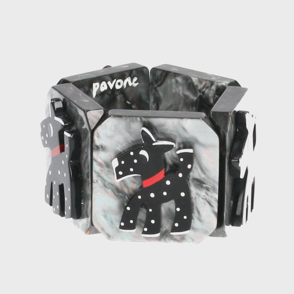 Marbled Grey with Black Fox Terrier Dog with White spots Fox Dog Bracelet (small size)