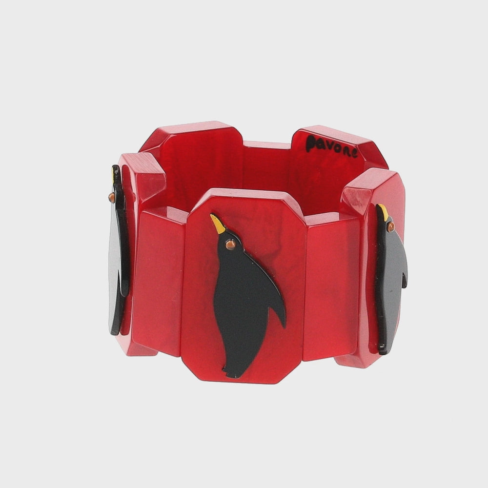 Red and Red with  Black Penguin Bracelet