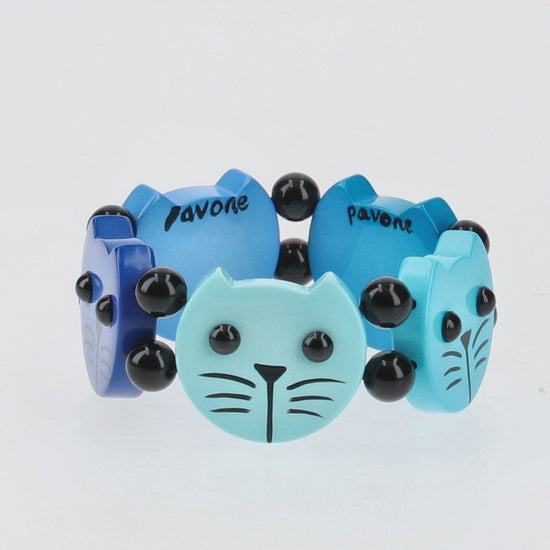 Aquamarine Blue Camaieu Round Cat Head Bracelet 