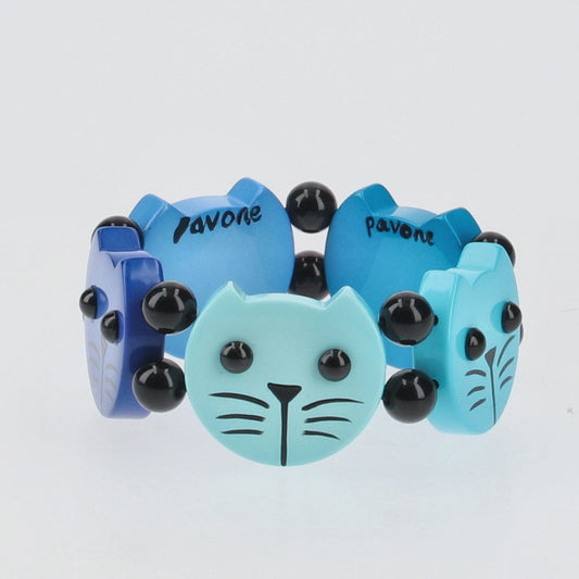 Aquamarine Blue Camaieu Round Cat Head Bracelet 
